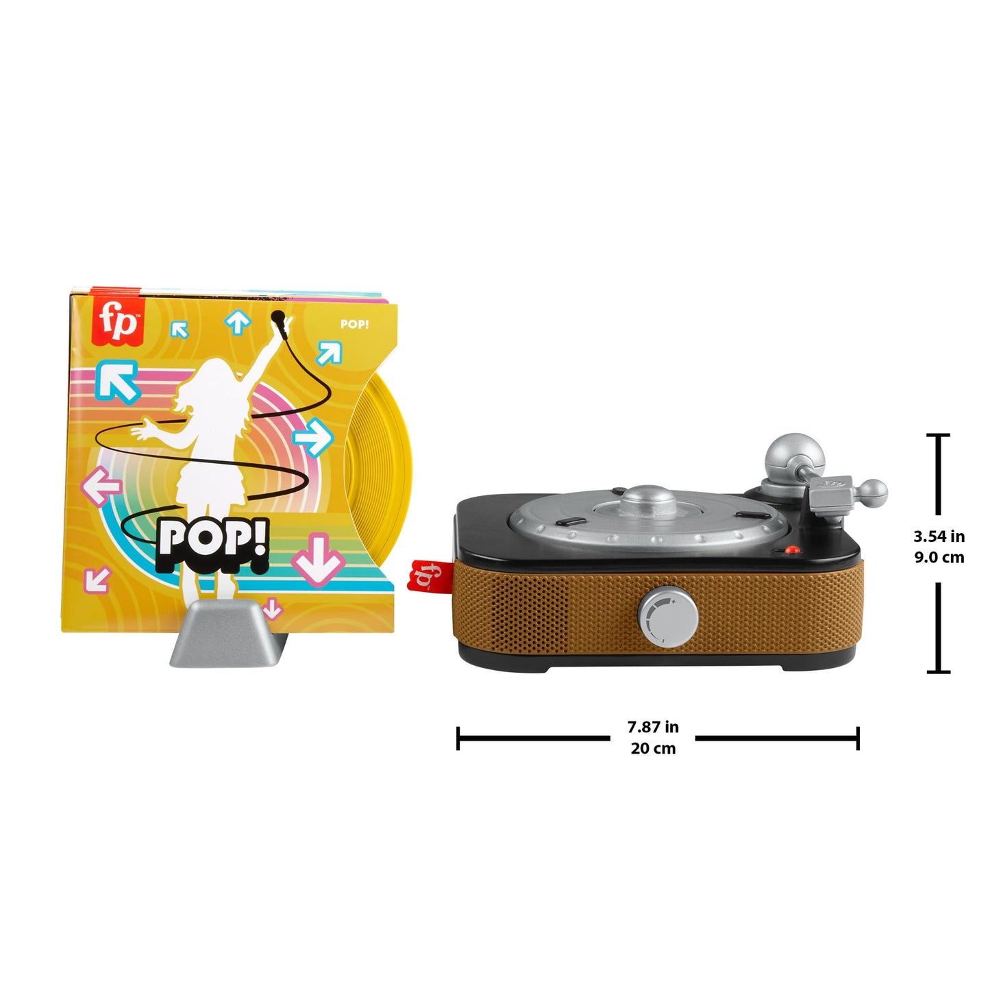 Fisher-Price musical toy Rockin’ Record Player for preschool kids, featuring colorful buttons and pretend play elements for ages 3+.