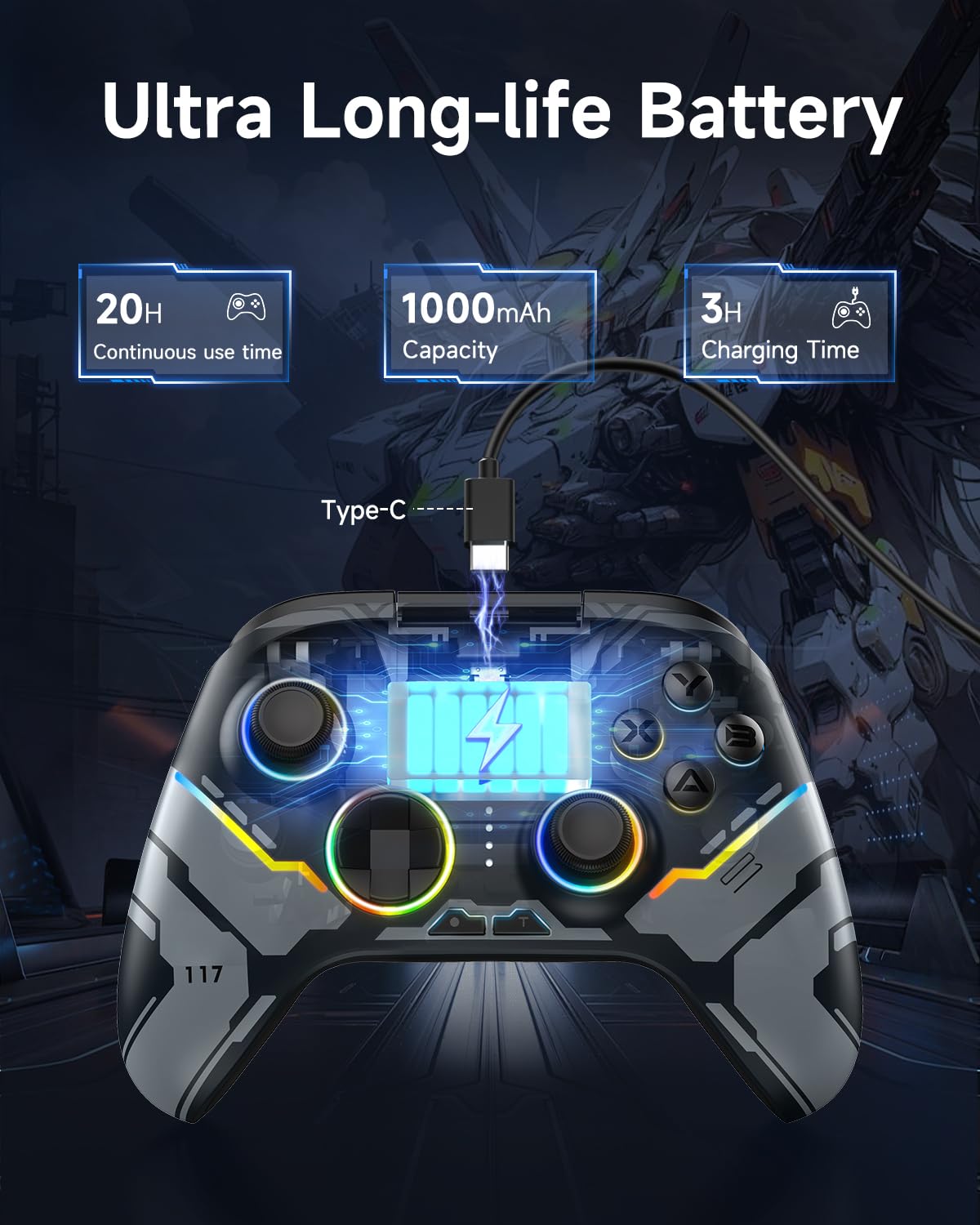 EasySMX X15 wireless PC controller with hall triggers, joysticks, Bluetooth connection, compatible with Windows, Android, Steam, Switch