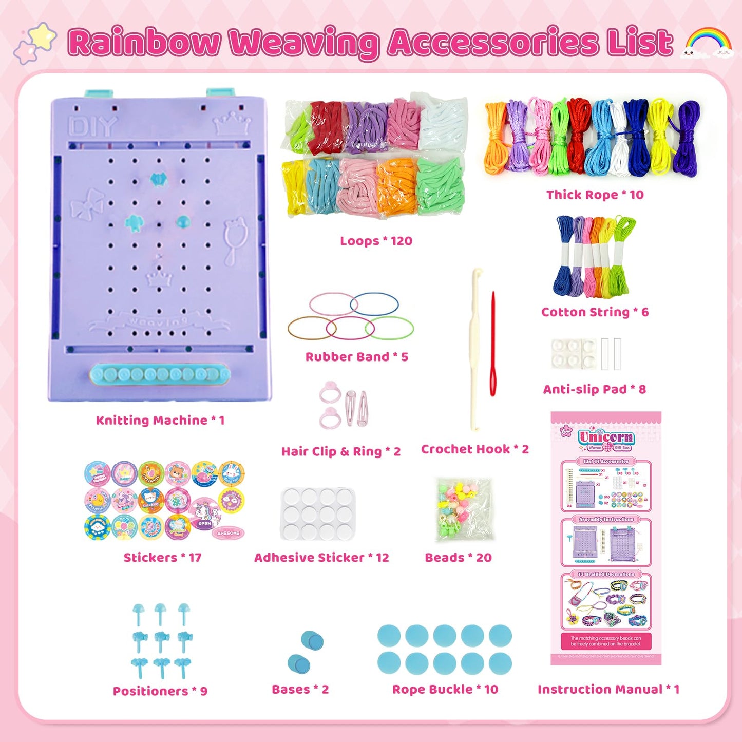 KuflooQ Friendship Bracelet Making Kit for 6-15 Year Old Girls, Craft Kits for Childs, DIY Christmas Gifts for Girls, Weaving Loom Kit Toys for Kids