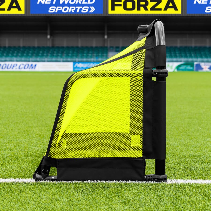 FORZA POD Goal - PRO ALU50 Folding Football Goal | Fold-Away & Freestanding Target Goals | Carry Bag Included - Multiple Sizes & Colours (Yellow, 3ft x 2ft)