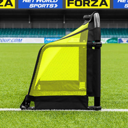 FORZA POD Goal - PRO ALU50 Folding Football Goal | Fold-Away & Freestanding Target Goals | Carry Bag Included - Multiple Sizes & Colours (Yellow, 3ft x 2ft)