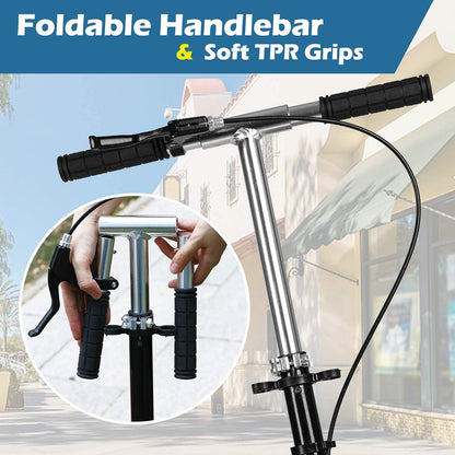 Kick Scooter for Adults, Foldable Adult Scooter Adjustable Handlebar Push Scooter with Kickstand, Dual Brake System 200mm Wheels ABEC-7 Bearings for Boys Girls Adults Teens Ages 8 9 10 11 12+ Gift