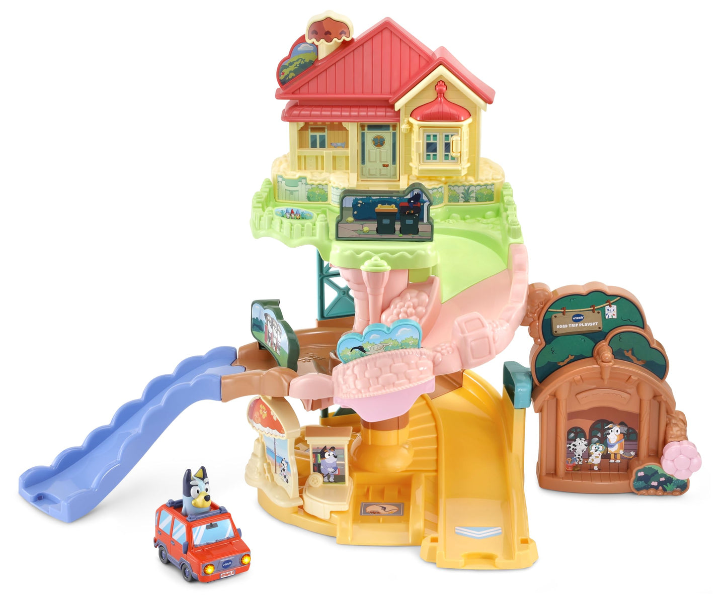 VTech Toot-Toot Drivers Road Trip Play Set, Bluey Playset includes Toy Car, Vehicle Tracks for Kids with Lights and Sounds, For Toddlers, 12 Months, 2, 3, 4+ Years, English Version