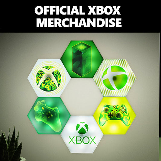 XBOX Paladone Hexagon LED Lights, Free Standing or Wall Mountable Customizable Game Room Decor Lighting with Remote-Controlled Light Phasing and Music Reactive Modes