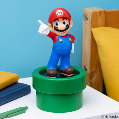 Paladone Super Mario figure light featuring Mario from Nintendo, battery-powered home and office decor, perfect for retro gamers.