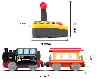 Motorized Train for Wooden Track, Remote Control Train with Magnetic Connection, Battery Operated Locomotive Train for Toddlers, Compatible with Thomas, Brio, Chuggington