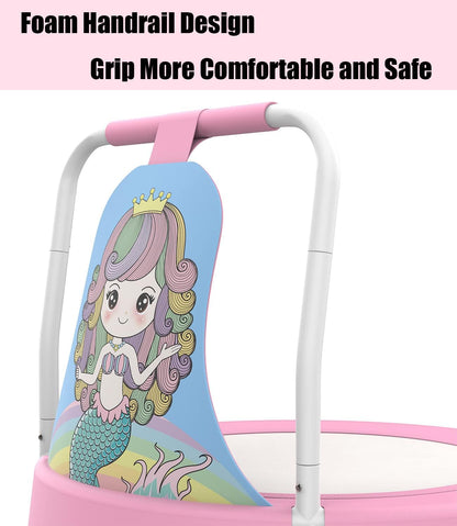 CZCPARY Indoor and Outdoor Mini Trampoline, Children's Trampoline with Handles,Suitable as Birthday Gift or Festive Present for Boys and Girls,Pink