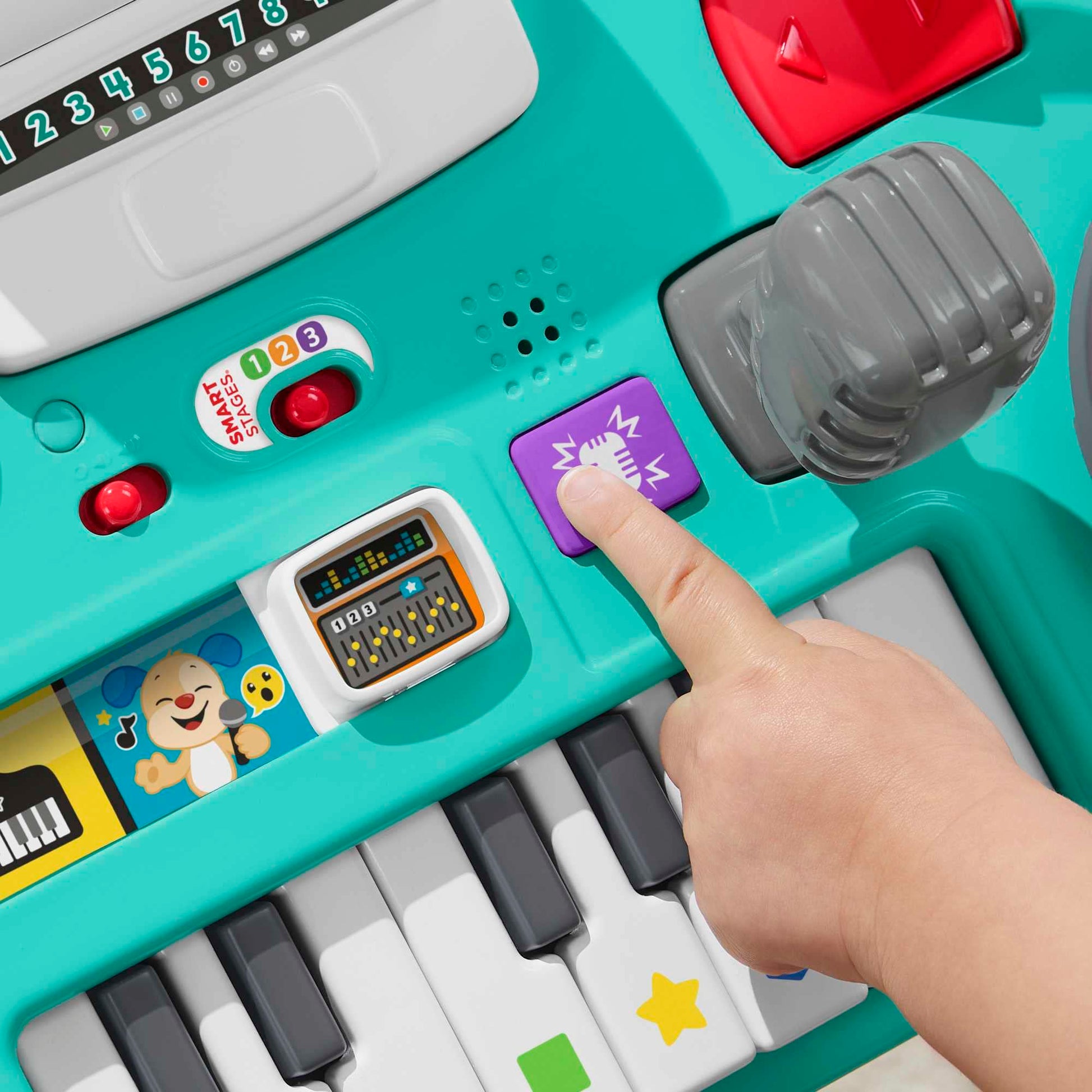 Fisher-Price Laugh & Learn DJ Table for babies and toddlers, musical activity table with lights, sounds, and interactive features.