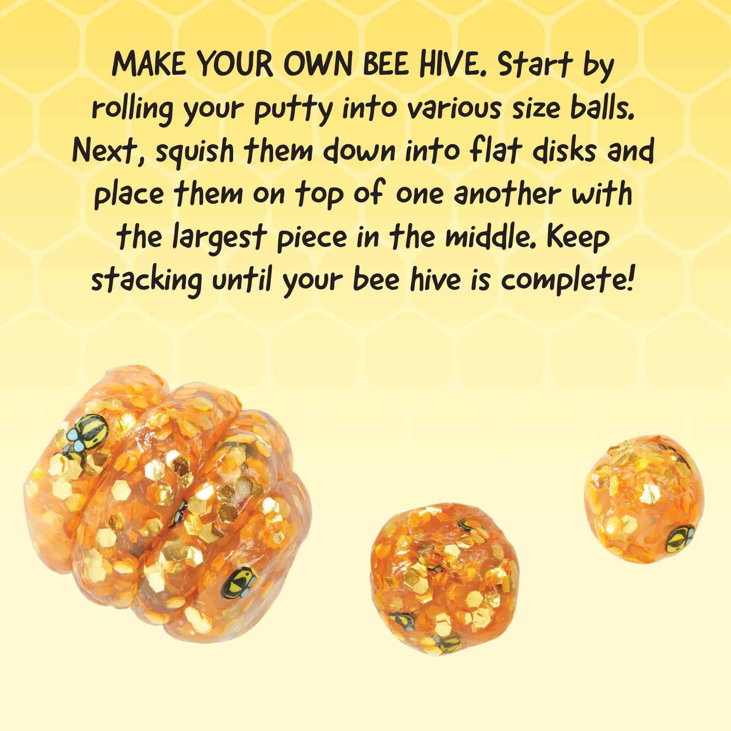 Crazy Aaron's Trendsetters Honey Hive clear putty with hidden pieces, non-toxic, stretchy playset for creative fun.