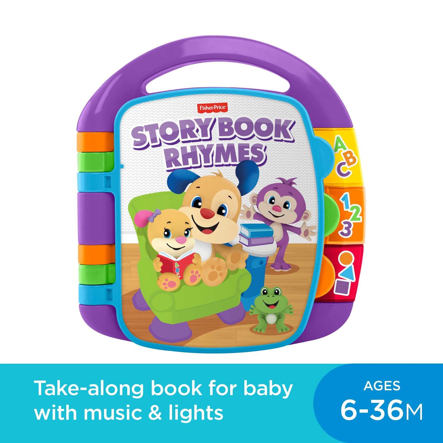 Fisher-Price Storybook Rhymes Learning Toy with Lights and Music for Babies and Toddlers, Laugh & Learn UK English Version, CDH26