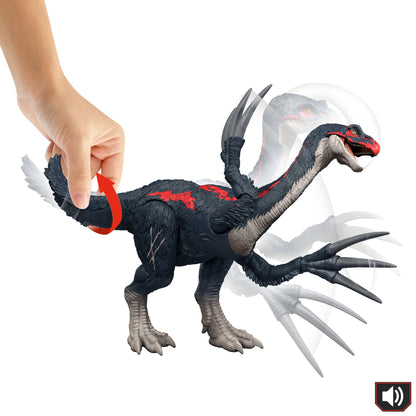 Mattel Jurassic World Chaos Theory Slash N Roar Therizinosaurus Dinosaur Action Figure Toy, Attack Claws & Sound, Digital Play, JCG17