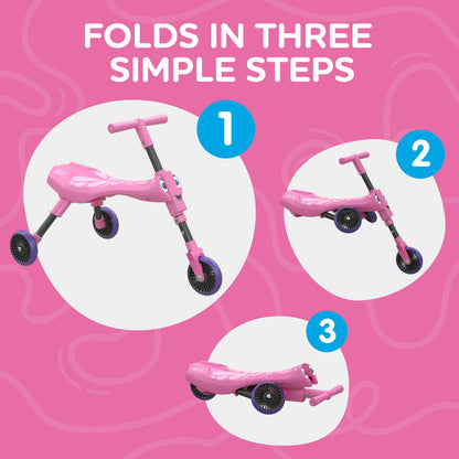 Scuttlebug 3-Wheel Foldable Ride-On Tricycle for 1+ Year Old Boys and Girls, Butterfly Trike, Antennae Handlebar, Develop Your Toddler’s Balance and Motor Skills, Fun with No Surface Scratches