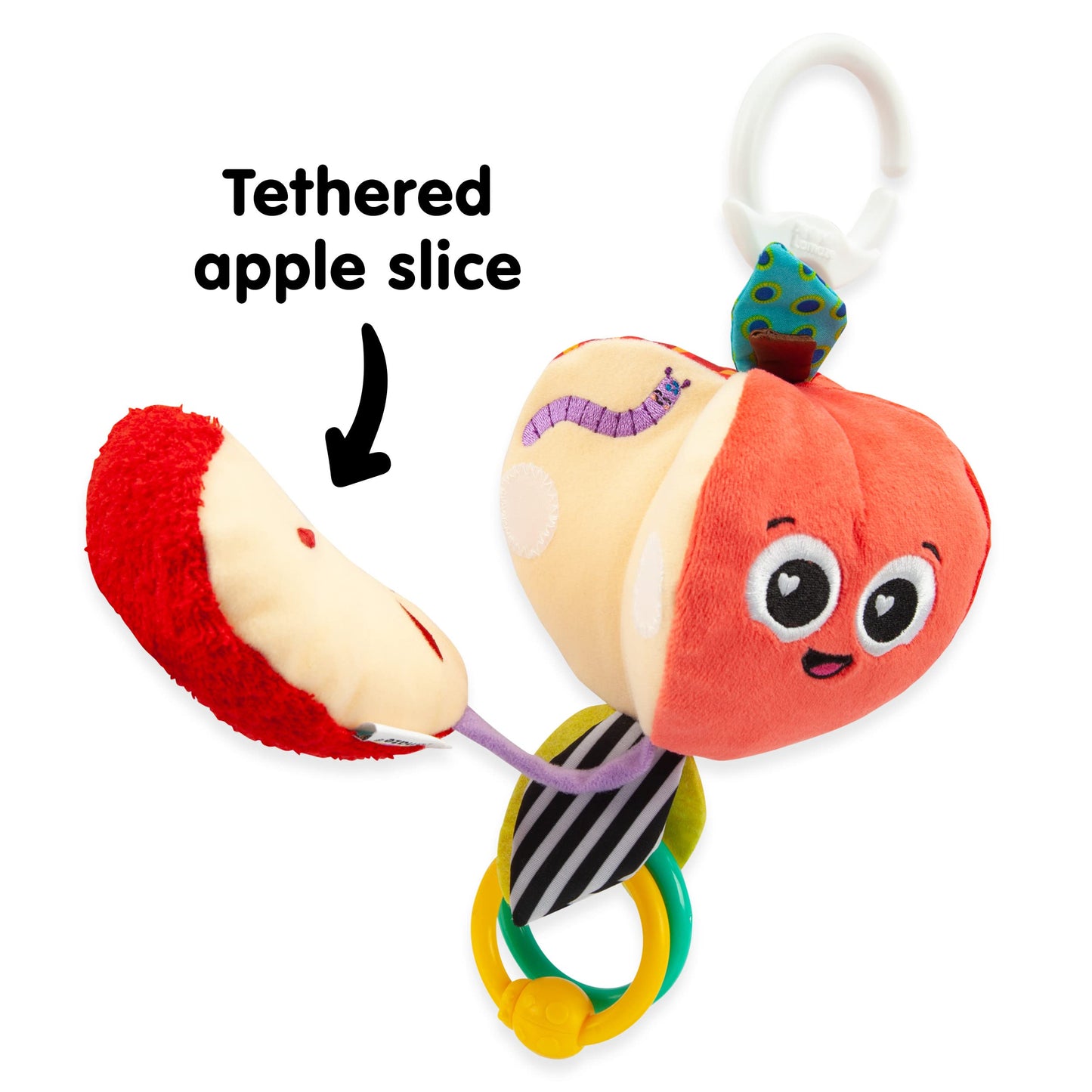 LAMAZE Archer The Apple sensory toy for babies, clip-on pram and pushchair toy with colorful sounds for newborns 0-24 months