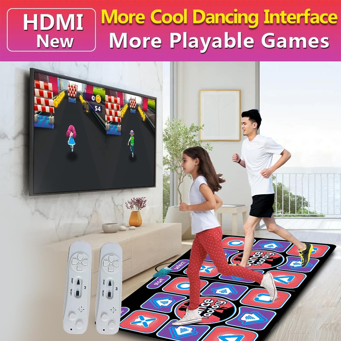 Eznaobo musical dance mat for TV and computer, double user interactive dance floor with wireless controller and sensory music games.