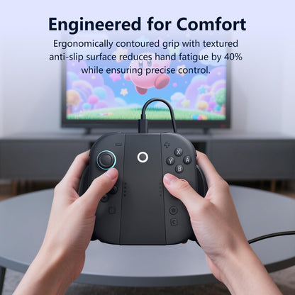 CloudValley Joy-Con charging grip for Nintendo Switch 2, ergonomic handle with USB-C cable, allows play while charging.