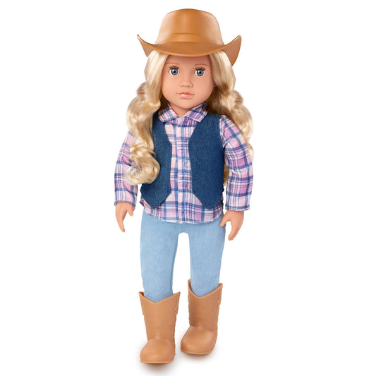 Our Generation Ashleigh Cowgirl Doll – 18-inch Country Girl Doll and Outfit, Tall Riding Boots, Cowboy Hat, Lifelike Gray Eyes, Western-Themed Toy for Ages 3+