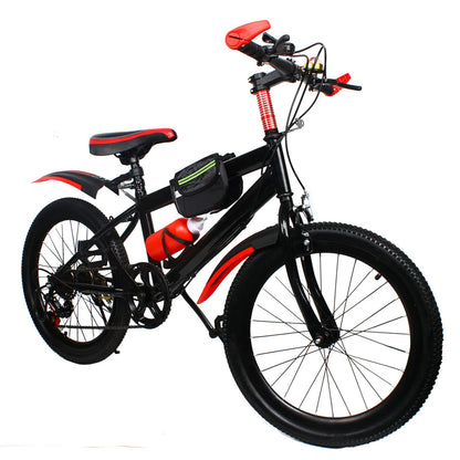 WSIKGHU 20 Inch Mountain Bike 7 Speed Front and Rear Dual Brake Height Adjustable Bicycle with Fenders, Water Bottle and Compass for 130-150CM, Max 85KG (Pre-Assembled 85%) (Red)