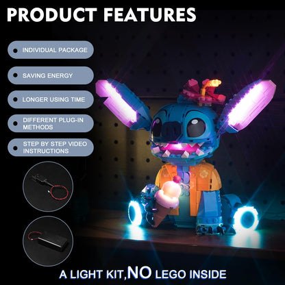 Led Light Set for Lego 43249 Stitch (No Lego), Decoration Lighting Set for Lego Disney Stitch Creative Toys - Standard Version