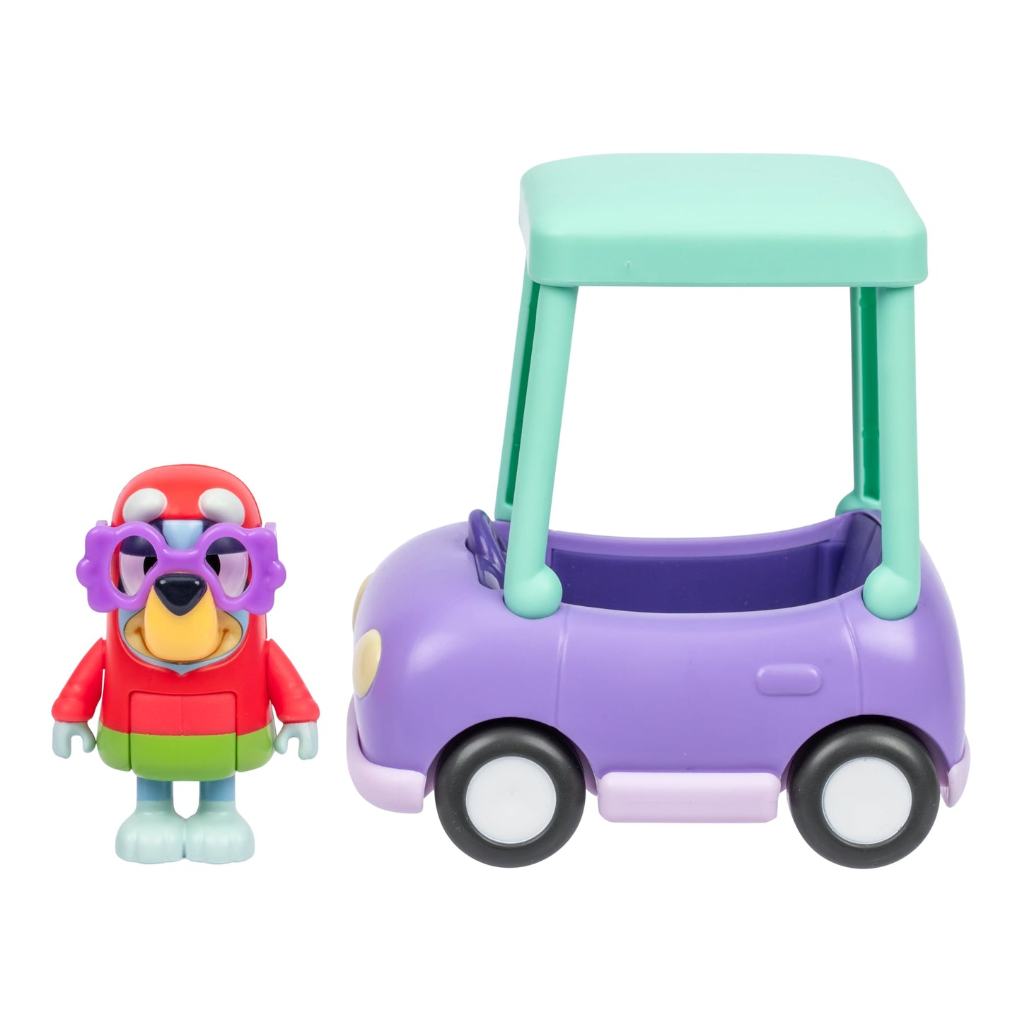 Bluey Hit The Road And Her Friends In This Cute Little Vehicle! Ride Along In Grannies Car with Janet, This Vehicle Fits One 6-7.6 CM Articulated Janet Figure Inside