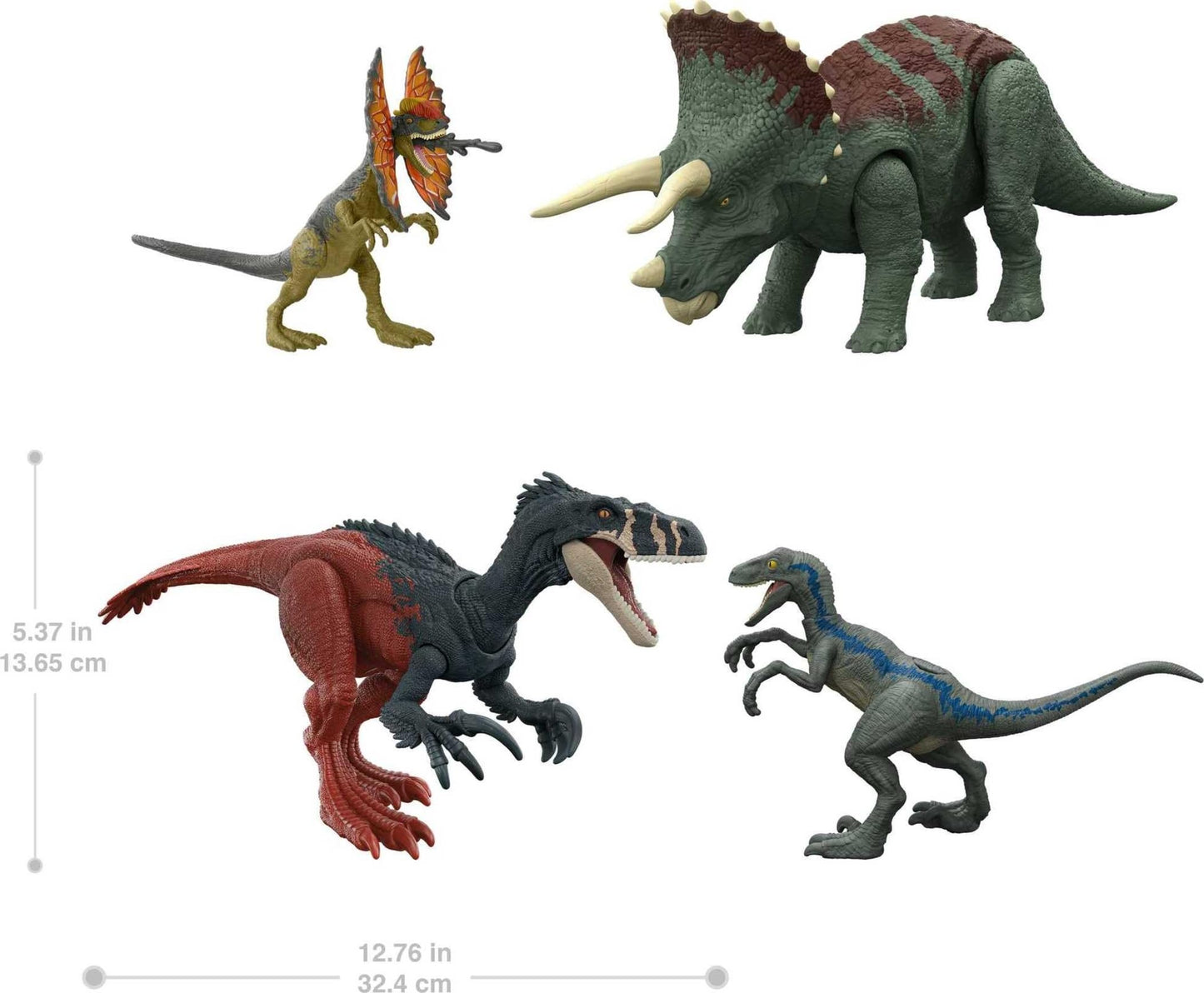 Jurassic World Dominion Survival Instincts Dinosaur Toys, set of 4 Action Figures, Blue, Dilophosaurus and Roar Strikers Megaraptor and Pteranodon Figures  Amazon Exclusive