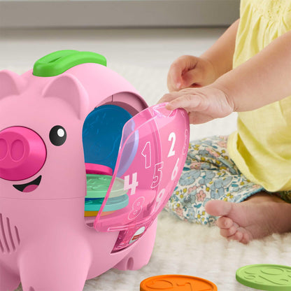 Fisher-Price Laugh & Learn Count & Rumble Piggy Bank musical baby toy with colorful design and fun motion features