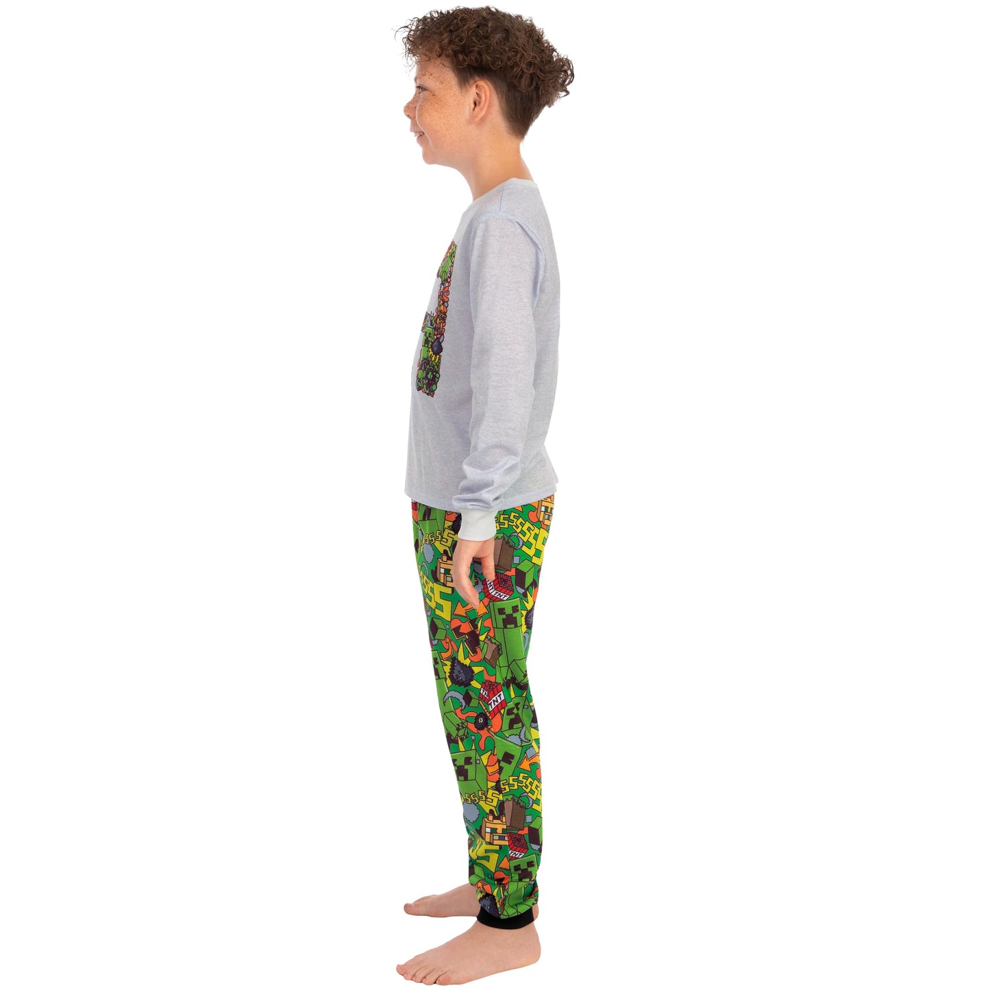 Minecraft Pyjamas, Creeper Boys Pyjamas, Gaming Pjs For Boys, Long Sleeve Kids Pjs, Multicolour 6-7 Years