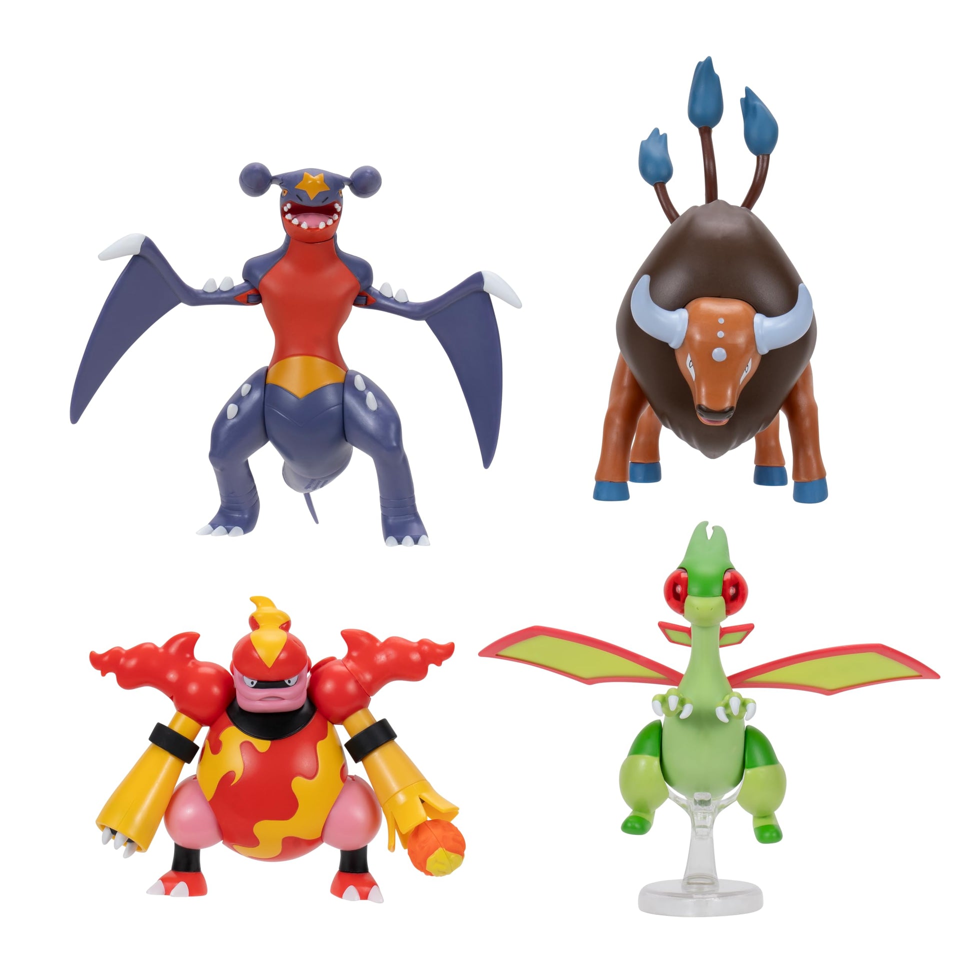 Pokémon Battle Feature Figure 4 Pack with four 4.5-inch battle-ready figures displayed against a colorful background.