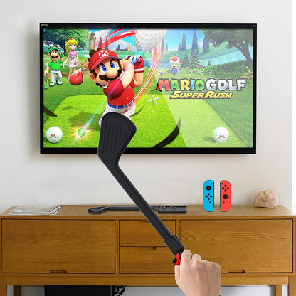 Golf Club for Mario Golf: Super Rush - Nintendo Switch Joy-con Accessories,Mini Golf Clubs Hand Grip Accessories with Wrist Strap for Joy Cons - 2 Pack (Black)