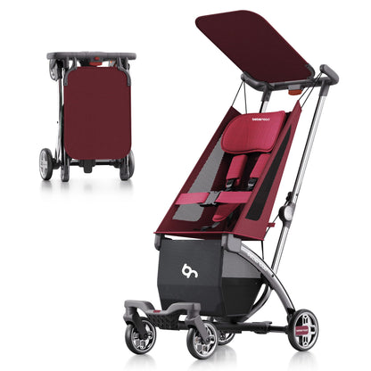 Beberoad R1 Auto-Fold Travel Stroller for Airplane, Ultra Compact Stroller Pushchair Buggy for Babies, Kids, Toddlers Over 6 Months, Lightweight Baby Pram Trolley Cabin Approved, Only 11.5 lbs, Red