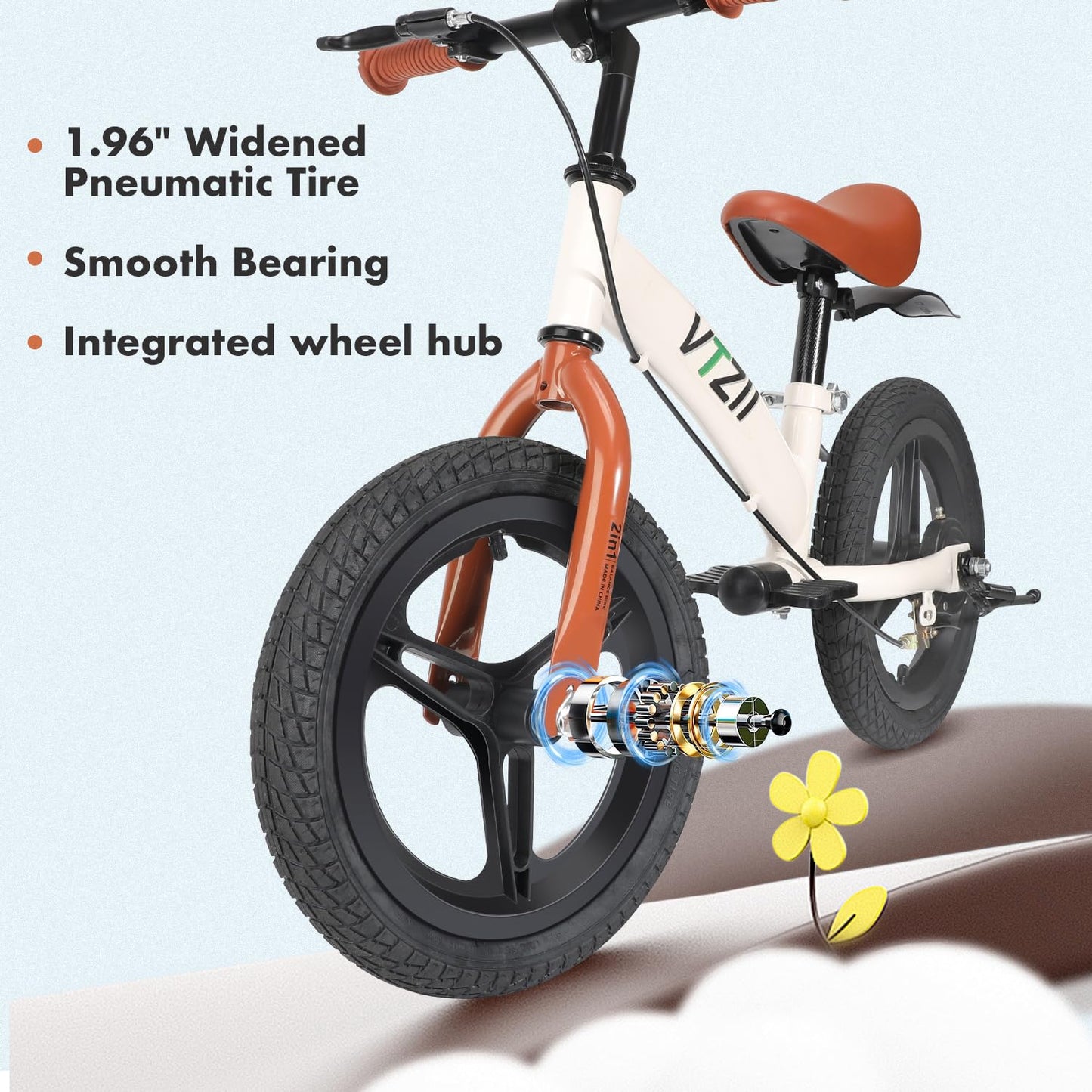 VTZII Balance Bike 2 in 1 with Pedals Brake Training Wheels Kickstand Pneumatic tyre,for Kids 2-7 Years Old,Kids Bike 12 14 16 inch (Green, 12 inch)