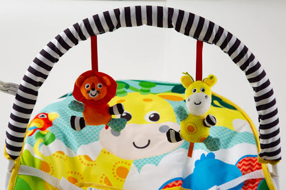 LADIDA Baby Bouncer, Bright and Colourful Safari Theme, Soothing Music and Vibration to Relax and Entertain Baby
