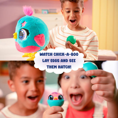 Funtasy Family Chick a Boo - Electronic Kids Chicken Toy - Cute Interactive Plush Pet & Adorable Hen - 50+ Sounds & Reactions - Feed Her, Watch Her Sing, Dance & Lay Eggs - Girls & Boys Gifts Age 3 +