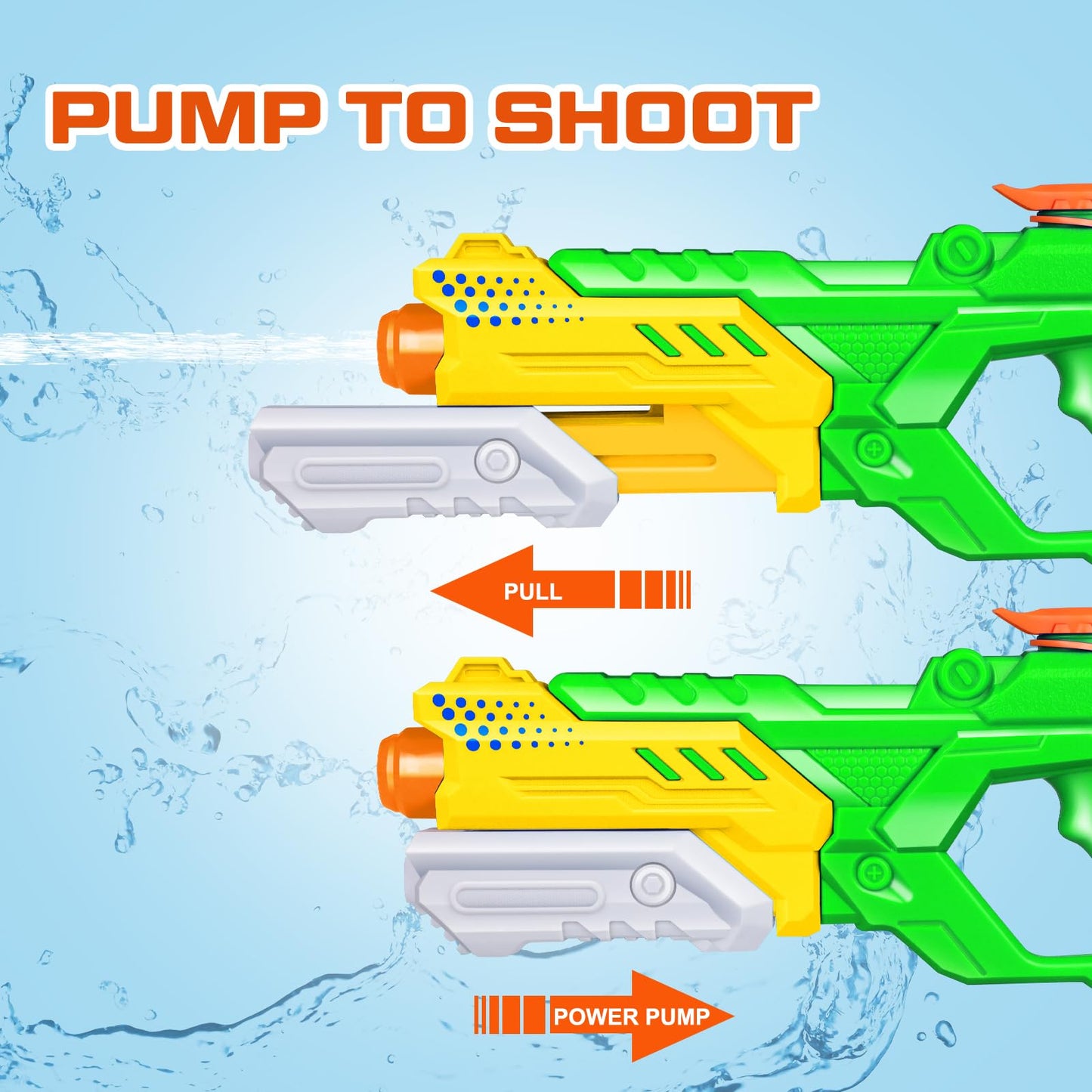 Quanquer water pistols for kids, 3-pack, 600ml capacity, long-range water guns for summer pool and outdoor water fights.