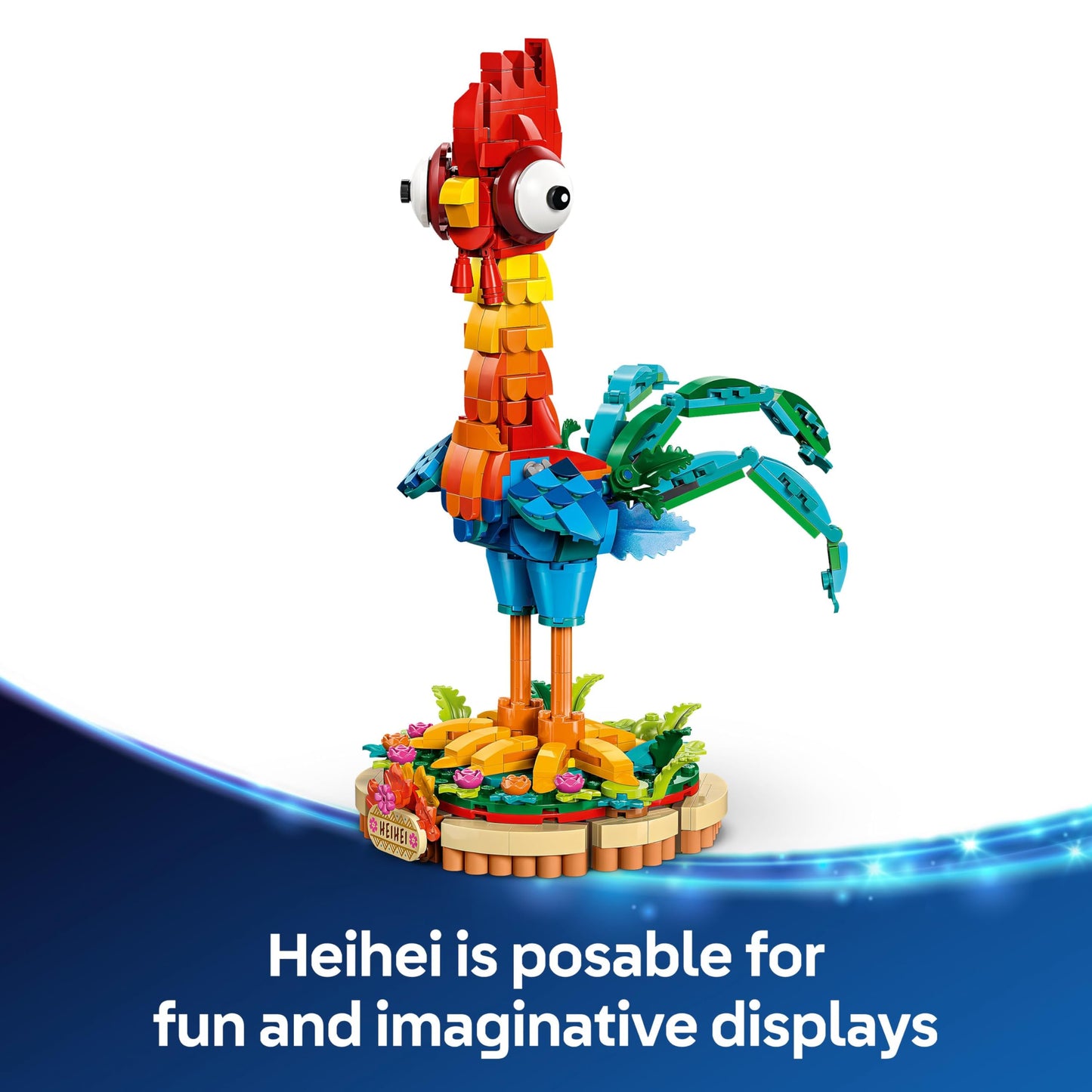 LEGO | Disney Moana 2 Heihei Building Toy - Play and Display Animal Figure with a Rotating Head, Posable Wings & Tail Feathers plus a Stand - Birthday Gift for 9+ Year Old Girls - 43272