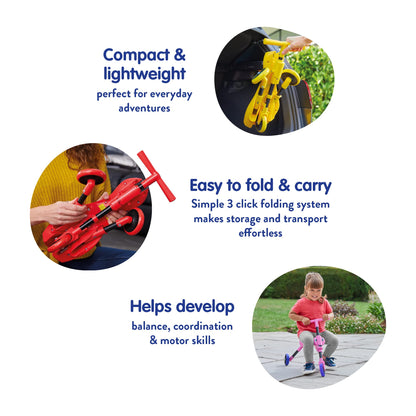Scuttlebug Butterfly 3-Wheel Foldable Ride-On Tricycle for 1+ Year Old Boys and Girls, Fun Indoor and Outdoor Trike, No Surface Scratches, Ride on Toddler Bike for Toddler’s Balance and Motor Skills