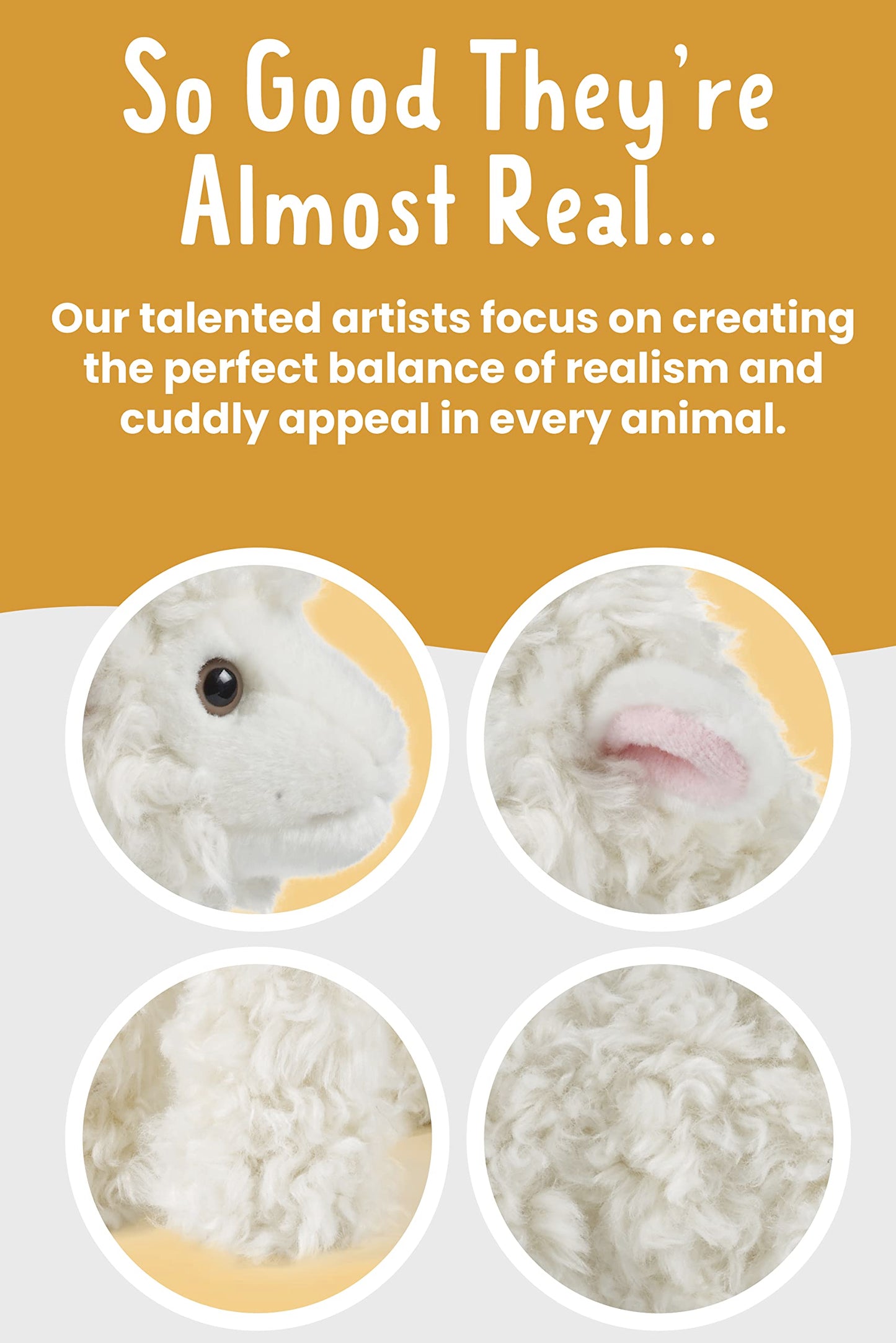 Living Nature Lamb Plush Soft Toy – Fluffy Realistic Animal Teddy, Cuddly Stuffed Animal Gift for Kids & Babies, 24 cm, White