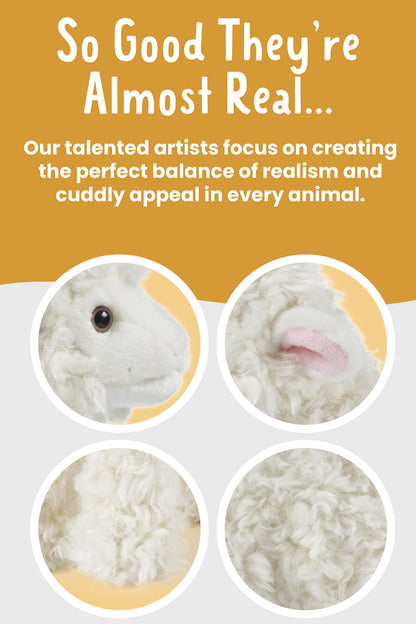 Living Nature Lamb Plush Soft Toy – Fluffy Realistic Animal Teddy, Cuddly Stuffed Animal Gift for Kids & Babies, 24 cm, White
