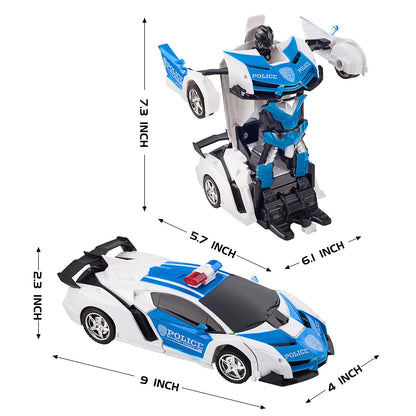 RAVSOOL Remote Control Car Transform Rc Robot Rechargeable 360°Rotating Stunt 1:18 Deformation Racing Car Toy with Cool Sound & Light One Button Deformation into Robot, Gift for Kids Children