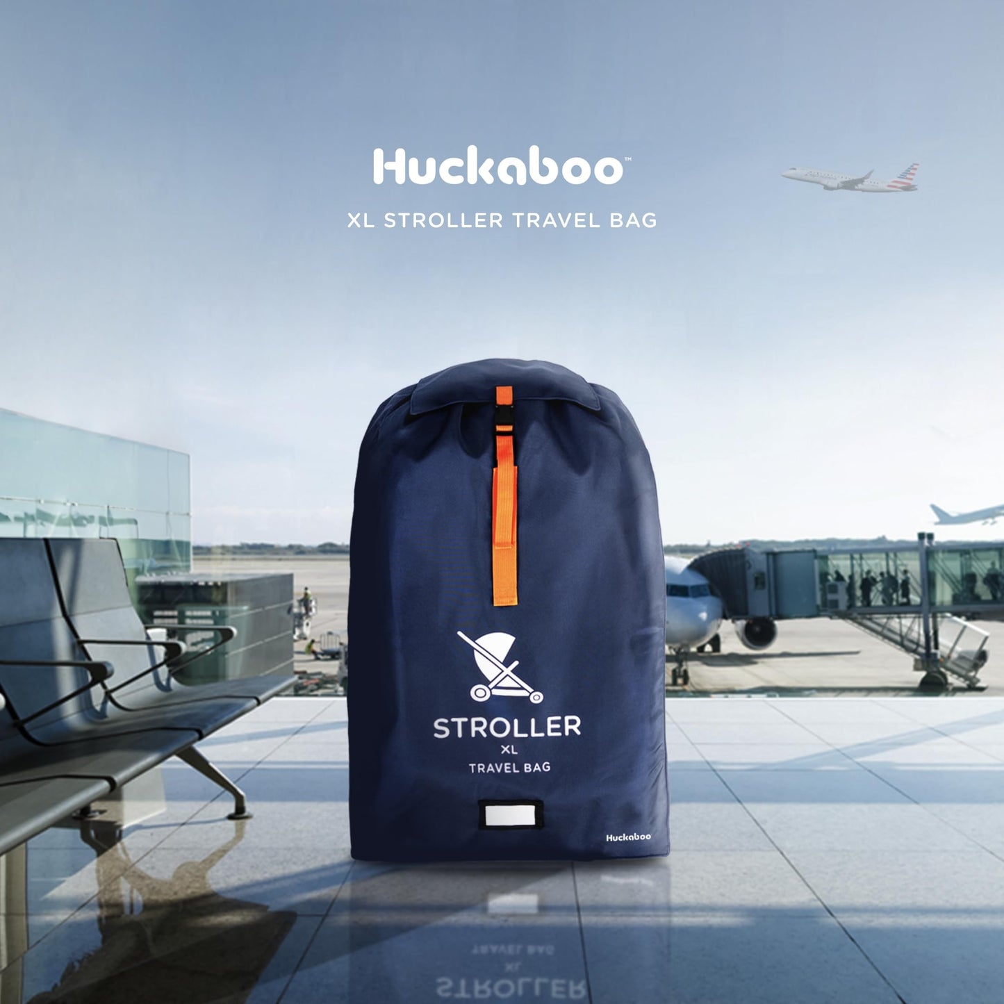 Huckaboo XL Stroller Travel Bag - Extra Large Pushchair and Pram Bag for Airplane, Navy