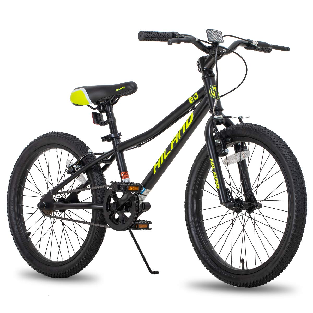 HILAND 20 Inch Kids Mountain Bike, Single Speed Kids Bike with High Carbon Steel Frame, V-Brakes, Children's Bicycle for Boys Girls, Black