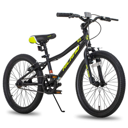 HILAND 20 Inch Kids Mountain Bike, Single Speed Kids Bike with High Carbon Steel Frame, V-Brakes, Children's Bicycle for Boys Girls, Black