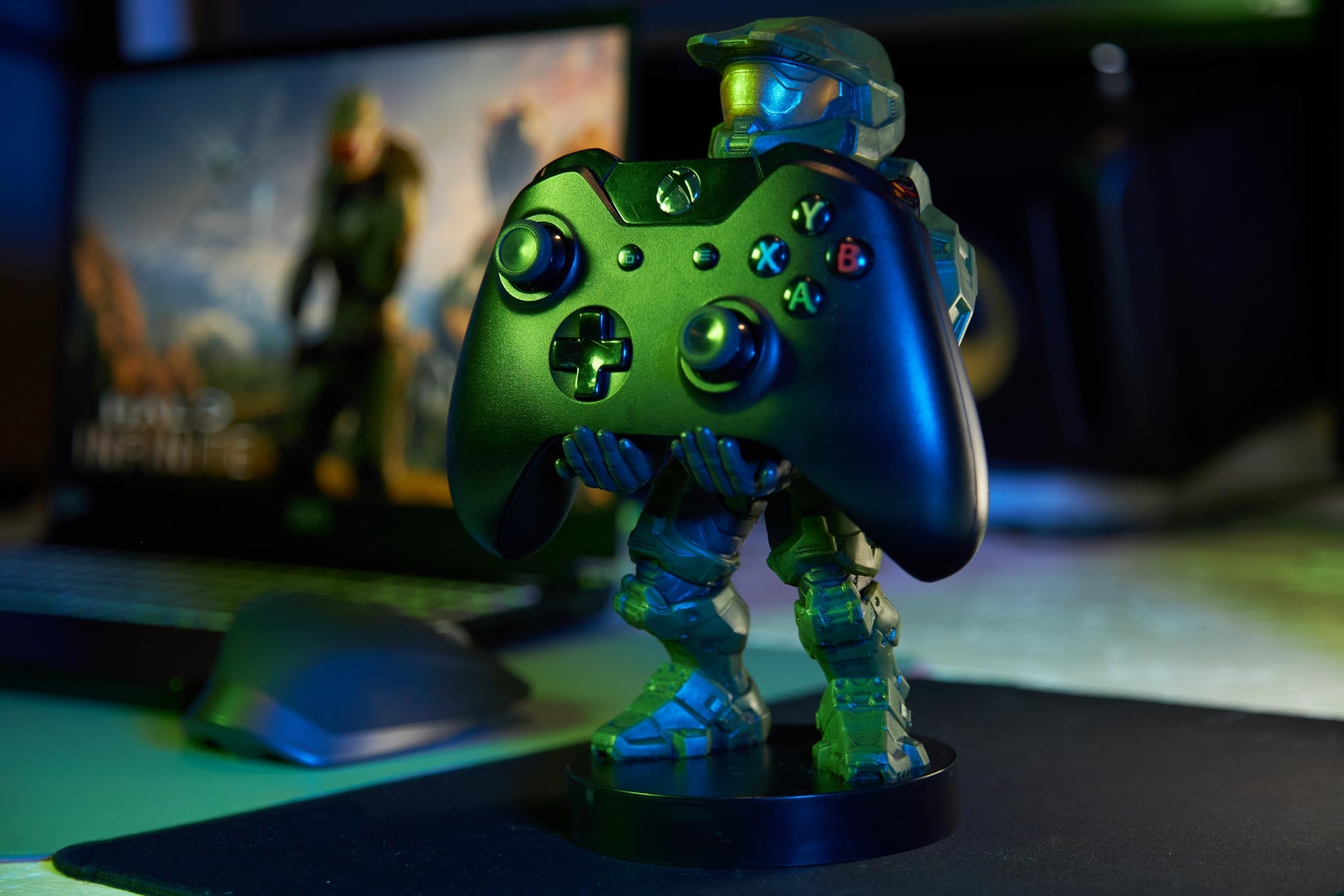 Cableguys Halo Master Chief controller holder and phone stand for Xbox and PlayStation gaming controllers, desk and room accessories