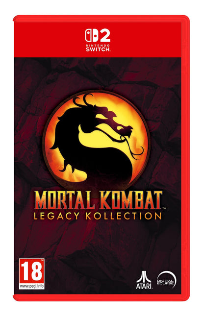 Atari Mortal Kombat Legacy Kollection for Nintendo Switch featuring game case with artwork and cartridge inside.