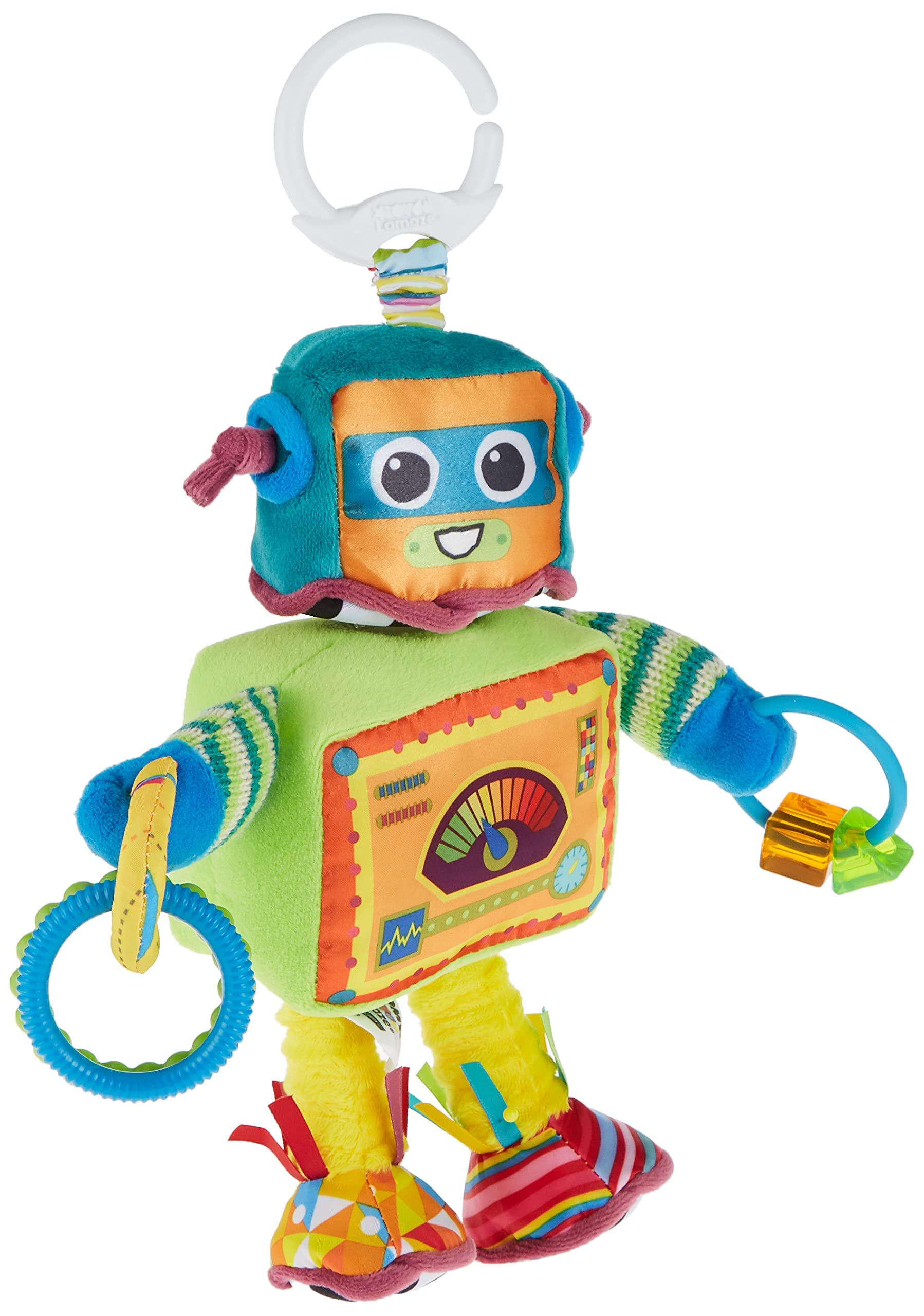 Lamaze Rusty the Robot sensory clip-on toy for newborns, baby pram and pushchair toy for boys and girls from 0 to 6 months