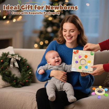 SENBSLAN silicone baby rattle teether, colorful sensory design for infants 0-12 months, BPA-free and safe for teething.