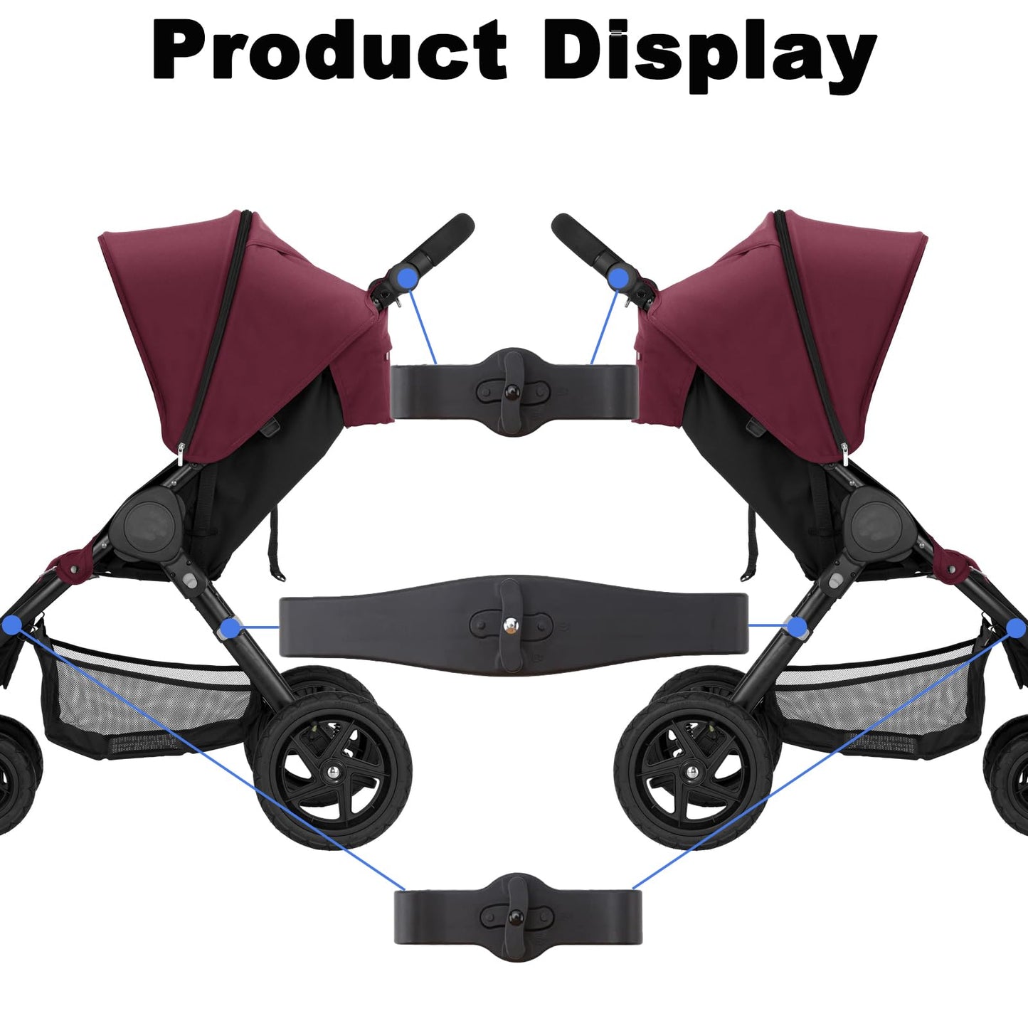 3pcs Baby Stroller Connectors, 2 in1 Twins Dual Stroller Connector Linker, Twin Stroller Connector Accessories Pram Twins Coupler Bush Pushchair for YOYO Strollers Pushchair