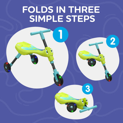 Scuttlebug 8615 Firefly Light Up Trike Ages 1-3 Push Bike 3-Wheel Foldable Ride-On Tricycle for 1+ Year Old Boys and Girls, Antennae Handlebar, Develop Your Toddler’s Balance and Motor Skills, Green