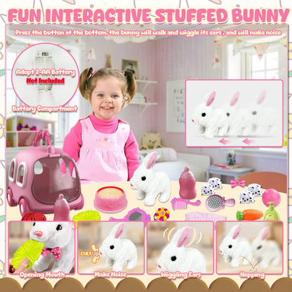 STAY GENT 21Pcs Little Live Pets Bunny Toys Interactive Plush Rabbit Robot Toy for Kids Toddlers with Sounds Hopping Wiggling Ears Accessories Easter Toys Xmas Birthday Gifts for Girls Boys 2 3 4 5 6