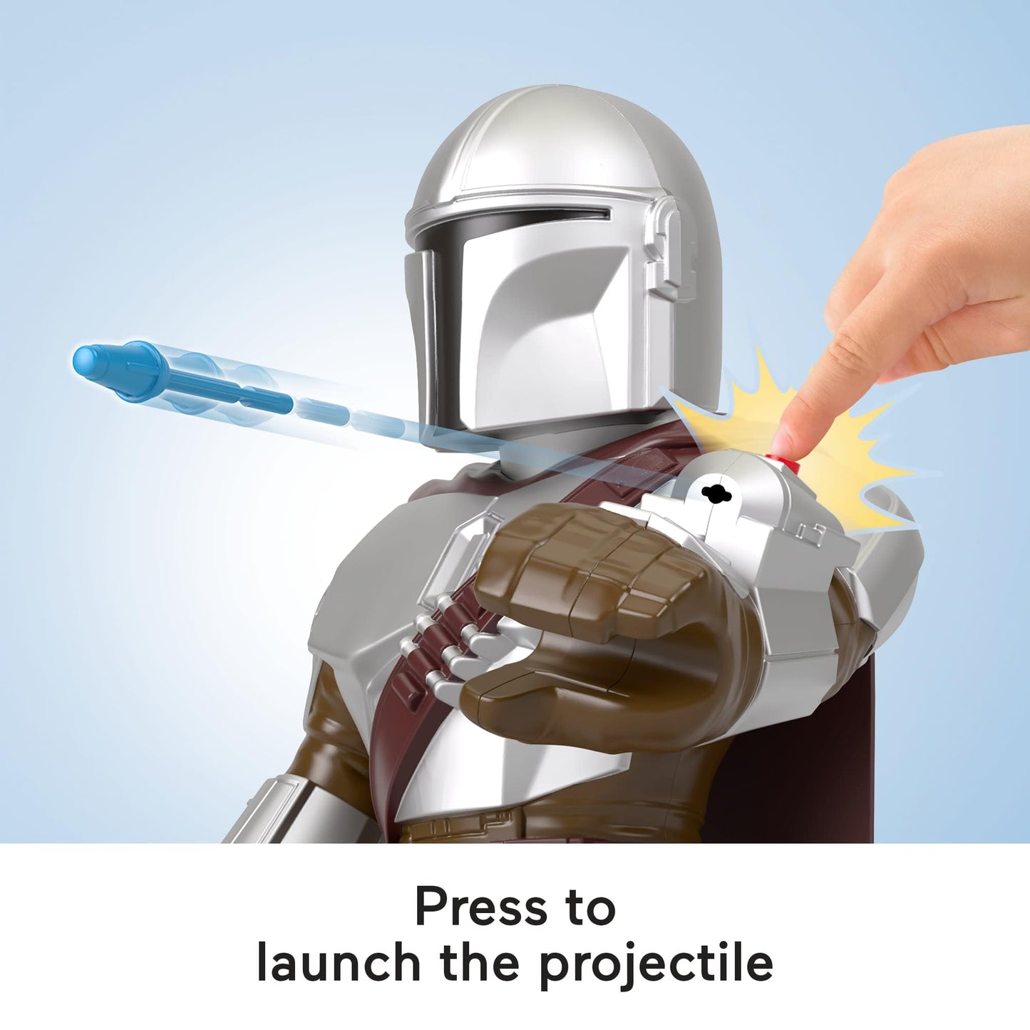 Fisher-Price Imaginext STAR WARS Toy The Mandalorian XXL Figure, 16+ Inch Tall Poseable Character with Launcher for Kids Ages 3+ Years, HXT20