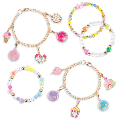 Make It Real Lip Gloss Charm Bracelet Maker - Bracelet Making Kit with Lip Gloss Charms, Beads, Chain & Cord - Jewellery Craft Sets for Girls - Create Bracelets with Cute Charms, Birthday Gift